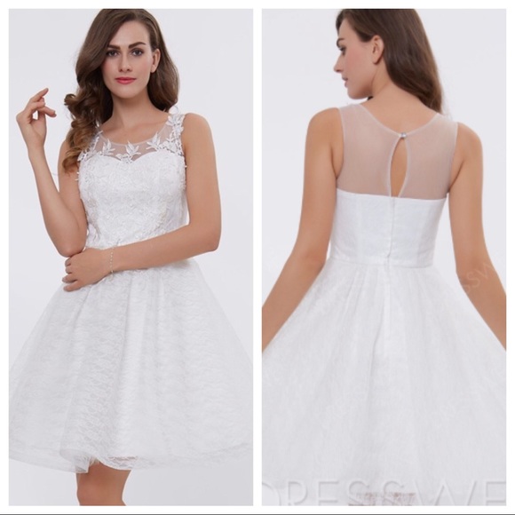 Tanpell White Fit & Flare Lace Dress Sz 14 - Picture 1 of 8